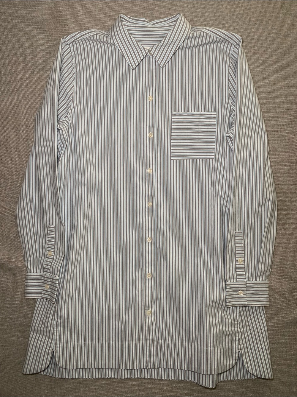J. Jill Womens Light Blue Gray Pinstripe Long Sleeve Button Front Tunic Small